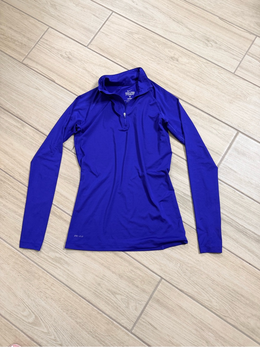 Nike Pro Combat Dri-FIT Half Zip Pullover Purple Blue Size M Athletic Top
